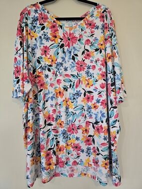 Woman Within Floral Tunic. Size 3X Cotton Blend. Summer Comfort. Vacation.